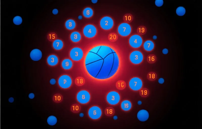 深色背景下的双色球蓝球号码分布热力图，显示出频率最高的号码